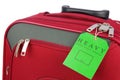 Red travel case and label Royalty Free Stock Photo