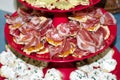 red tray with appetizers for the aperitif Royalty Free Stock Photo