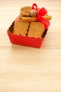 Red Tray filled with Spiced Biscuits with Almonds Spekulatius