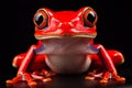 Red tree frog in black background Royalty Free Stock Photo