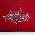 red tree in the snowred snow Royalty Free Stock Photo