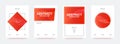 Red trendy banners, brochures, flyers, backgrounds with abstract gradient shapes.