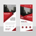 Red triangle Business Roll Up Banner flat design template Royalty Free Stock Photo