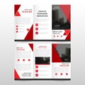 Red triangle business trifold Leaflet Brochure Flyer report template vector minimal flat design set, abstract three fold Royalty Free Stock Photo