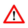 Red triangle caution warning alert sign vector illustration, isolated on white background. Be careful, do not, stop Royalty Free Stock Photo