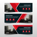 Red triangle corporate business banner template, horizontal advertising business banner layout template flat design set