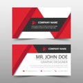 Red triangle corporate business card, name card template ,horizontal simple clean layout design template , Royalty Free Stock Photo