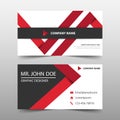 Red triangle corporate business card, name card template ,horizontal simple clean layout design template , banner template Royalty Free Stock Photo