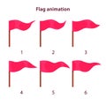 Red triangle shape flag waving animation sprites Royalty Free Stock Photo