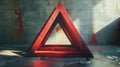 Red triangle is shown in room with red wall Royalty Free Stock Photo
