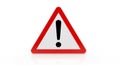 Red Triangle Warning Sign with Black Exclamation Mark on White Background symbol danger Royalty Free Stock Photo