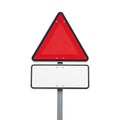 Red triangle warning sign with blank white information board Royalty Free Stock Photo