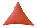 Red triangular decorative pillow.