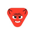 Red triangular gloating character color line icon. Mascot of emotions.