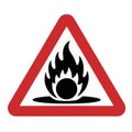 red triangular warning sign with black flame symbol indicating fire danger Royalty Free Stock Photo