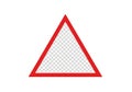 Red triangular warning sign with grid pattern isolated on white background Royalty Free Stock Photo