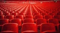 Red tribunes. seats of tribune on sport stadium. empty outdoor arena. concept of fans. chairs for audience. cultural environment