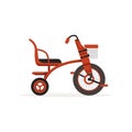 Red tricycle for children, kids bicycle vector Illustration