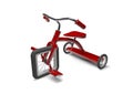 Red tricycle with design flaw Royalty Free Stock Photo