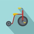 Red tricycle icon, flat style Royalty Free Stock Photo