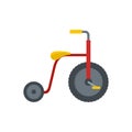 Red tricycle icon, flat style Royalty Free Stock Photo