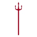 Red trident isolated on white background. Devil, neptune trident. Cartoon style. Clean and modern vector illustration for design.