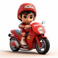 Kawaii Child Driving Motorcycle: 3d Character Design With Photo-realistic Techniques