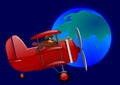 Red triplane and the globe Royalty Free Stock Photo