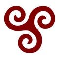 Red triskelion symbol