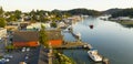 A Red Troller Boat Navigates the Swinomish Channel at La Conner Wahington Royalty Free Stock Photo