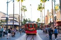 Red Trolley Disney Hollywood Studios Perspective Bright Royalty Free Stock Photo
