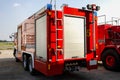 Red truck firefighter automobiles at airport