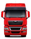 Red truck front view. Royalty Free Stock Photo