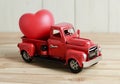 Red Truck and heart, ready to delivery love on Valentine`s day