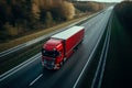 Red truck highway. Generate Ai Royalty Free Stock Photo