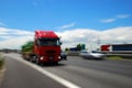 Red Truck Moving Fast Royalty Free Stock Photo