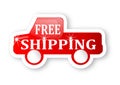 Red truck with a sign free shipping Royalty Free Stock Photo