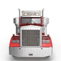 Red truck with a trailer on white 3D Illustration Royalty Free Stock Photo