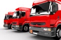 Three red transport trucks Royalty Free Stock Photo