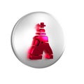 Red The Tsar bell in Moscow monument icon isolated on transparent background. Silver circle button.