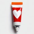 Red Paint Tube with White Heart Symbol Royalty Free Stock Photo