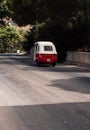 Red tuktuk on the streets in Albufeira, Portugal