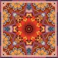 Red tulip beautiful collection. Carpet or bandana print in ethnic style. Luxury patchwork pattern