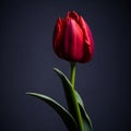 Red tulip close-up on a dark background