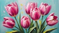 red tulip flower close-up pastel oil pallet knife paint painting on canvas Generative A Royalty Free Stock Photo