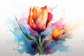 Red tulip plant spring flowers floral illustration nature blossom art background Royalty Free Stock Photo