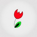 Red tulip. Simple hand drawn vectior illustration. Flower icon