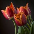 red tulips on a black background bouquet of spring flowers