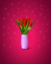 Red tulips on purple background.  Bouquet of red tulips in a vase. vector illustration eps 10 Royalty Free Stock Photo