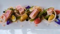 red tuna meat on a plate, Fine dining cuisine , french dish on the table